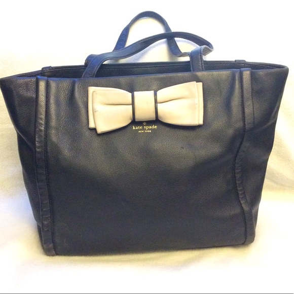 kate spade Bags Large Black Kate Spade Leather Tote Bag With Bow
